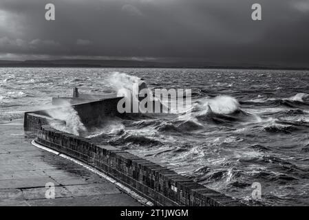 Power of the Sea, Burghead Pier Stock Photo