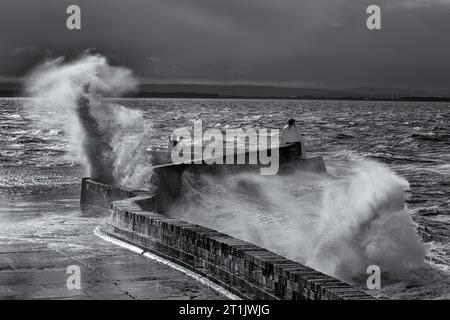 Power of the Sea, Burghead Pier Stock Photo