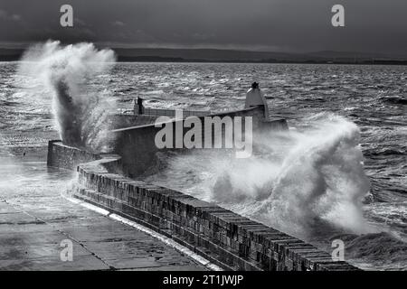 Power of the Sea, Burghead Pier Stock Photo