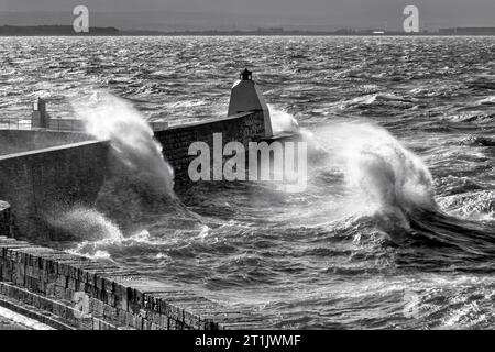 Power of the Sea, Burghead Pier Stock Photo