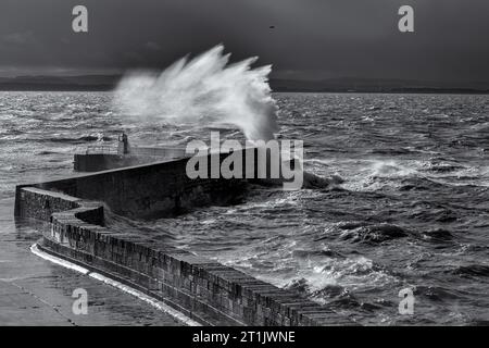 Power of the Sea, Burghead Pier Stock Photo