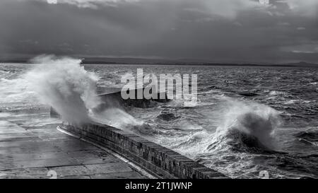 Power of the Sea, Burghead Pier Stock Photo