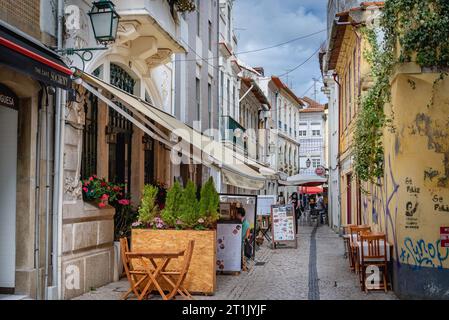 Street in Old Town of Aveiro city in Portugal Stock Photo