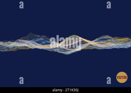 3D abstract waves oscillating with the glow of light. Abstract technology background. Stock Vector