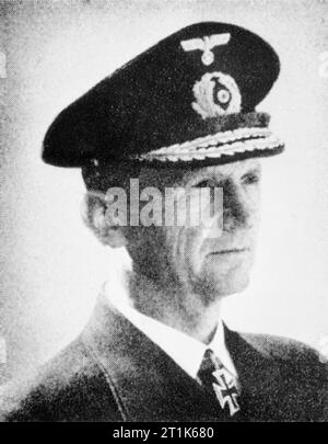 Nazi Personalities- Grossadmiral Karl Doenitz (1891-1984) Head and shoulders portrait of Vice Admiral Karl Doenitz, flag officer in charge of German U-boats (BdU) from 1935 to 1943 and Commander in Chief of the German Navy from 1943 to 1945. Stock Photo