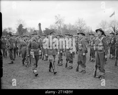 Dominion and Empire Forces in the United Kingdom 1939-45 The Duke of Gloucester inspecting troops of the New Zealand Expeditionary Force at Camberley, 12 December 1940. Stock Photo