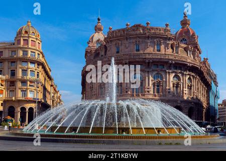 Ferrari square or Piazza De Ferrari is the main square at central location between old town and  and the modern center of Genoa. Liguria, Italy. The s Stock Photo