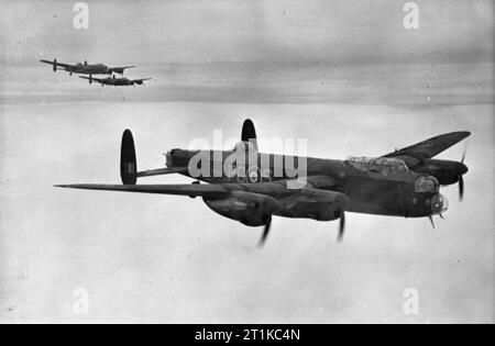 Three Avro Lancaster B Mark Is of No 44 Squadron, Royal Air Force based ...