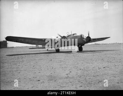 Aircraft of the Royal Air Force 1939-1945- Armstrong Whitworth Aw.38 Whitley. Whitley Mark III, K8994 ?E?, of No. 10 Operational Training Unit, taxying at Abingdon, Berkshire. Stock Photo