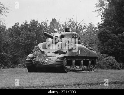 Dummy Vehicles and Equipment USED For Deception during the Second World War Inflatable Sherman tank. Stock Photo