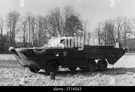 Dummy Vehicles and Equipment USED For Deception during the Second World War Dummy DUKW of rigid construction. Stock Photo