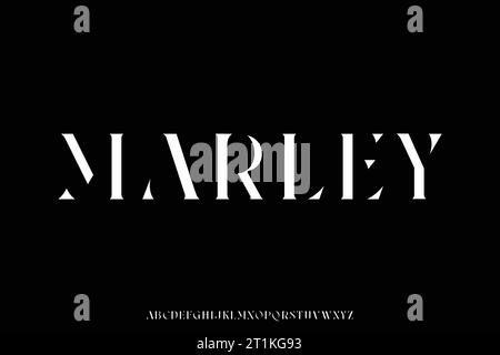 Elegant abstract serif stencil type alphabet display font vector. Beautiful unique typography style Stock Vector