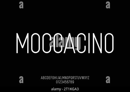 Simple modern clean condensed alphabet display font vector. Minimalist coffee shop typography style Stock Vector