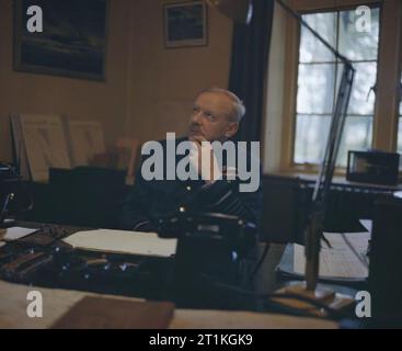 The Royal Air Force during the Second World War- Personalities Air Chief Marshal Sir Arthur T Harris, Commander in Chief of Royal Air Force Bomber Command, at his desk. Stock Photo