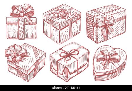 Gift box with satin ribbon for the holiday: New Year, Christmas, birthday.  Vector illustration, flat 2d drawing. Gift icon, packaging. Stock Vector |  Adobe Stock