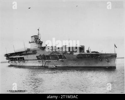 HMS Courageous Stationary, coastal waters. Stock Photo