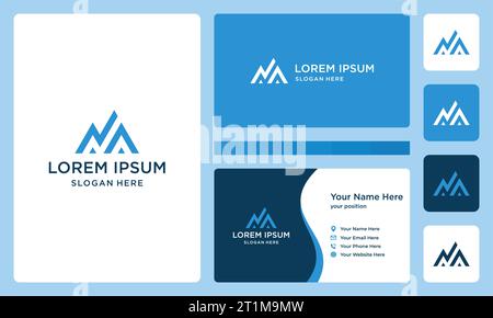 a combination logo that combines mountain shapes, analytics, initial letters A and N. icons for business, finance, travel and personal branding. Stock Vector