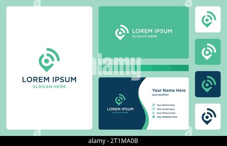 Pin location logo design template with signal wifi design graphic vector illustration. Symbol , icon, creative. Stock Vector