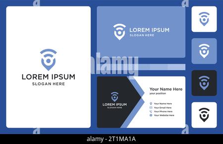 Pin location logo design template with signal wifi design graphic vector illustration. Symbol , icon, creative. Stock Vector