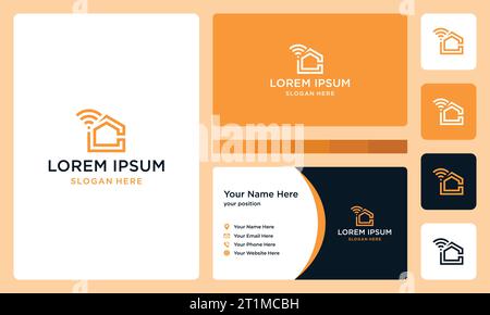 Smart home logo design template. Letter C logo with signal connection graphic vector illustration. Symbol , icon, creative. Stock Vector