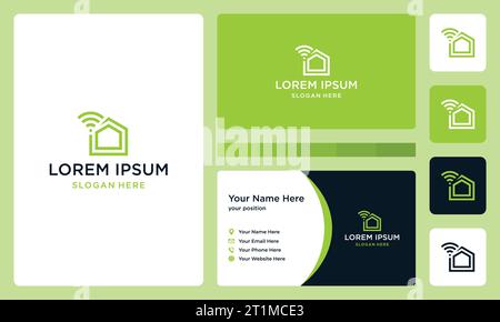 Smart home logo design template with signal connection graphic vector illustration. Symbol , icon, creative. Stock Vector