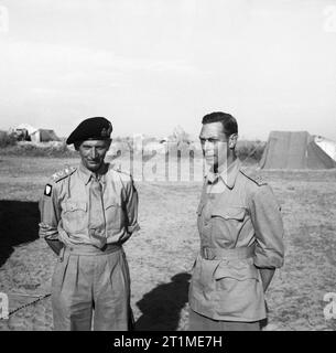 The British Army in Tunisia 1943 King George VI with General Montgomery at Eighth Army HQ, Tripoli, 22 June 1943. Stock Photo