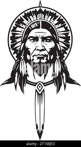 Super lovely Native indians emblem vector art Stock Vector