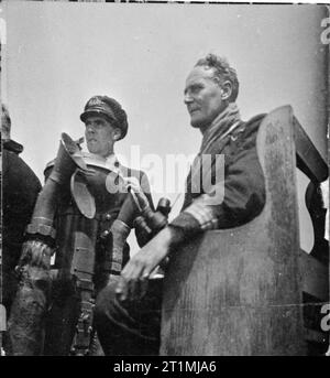 The Battle of the Atlantic 1939-1945 British Personalities: Captain F J Walker on the bridge of HMS STARLING. Walker was the Royal Navy's leading anti U-boat tactician. Stock Photo