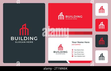 Architectural building logo design template with line art style graphic vector illustration. Symbol , icon, creative. Stock Vector