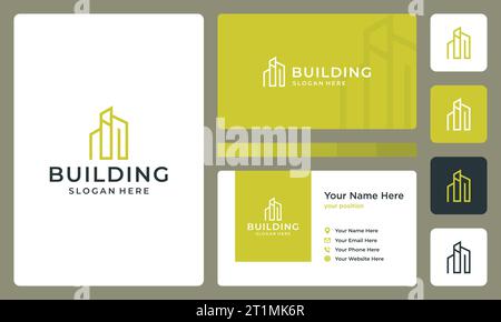 Architectural building logo design template with line art style graphic vector illustration. Symbol , icon, creative. Stock Vector