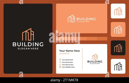 Architectural building logo design template with line art style graphic vector illustration. Symbol , icon, creative. Stock Vector