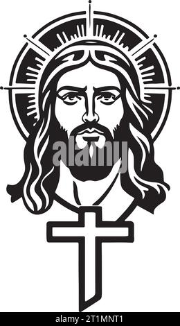 Incredible lovely Jesus Christ emblem vector art Stock Vector Image ...