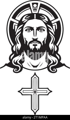 Breathtaking lovely Jesus Christ emblem vector art Stock Vector Image ...