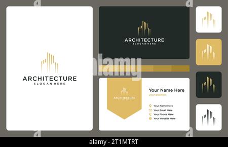 Architectural building logo design template with line art style graphic vector illustration. Symbol , icon, creative. Stock Vector