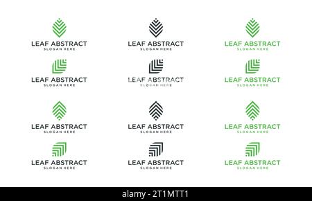 Collection of abstract leaf shapes with growth geometric style graphic vector illustration. Symbol , icon, creative. Stock Vector