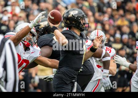 West Lafayette, Indiana, USA. 14th October, 2023. Hudson Card (1). Ohio State University football defeats Purdue University 41-7 at Ross-Ade Stadium. (Kindell Buchanan/Alamy Live News) Stock Photo