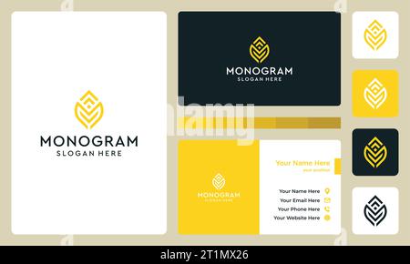 Initial letter monogram logo design template with growth graphic vector illustration. Symbol , icon, creative. Stock Vector