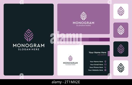 Initial letter monogram logo design template with growth graphic vector illustration. Symbol , icon, creative. Stock Vector