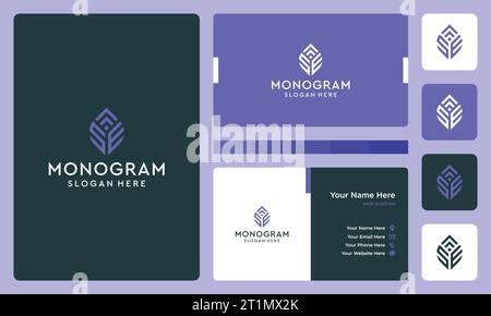 Initial letter monogram logo design template with growth graphic vector illustration. Symbol , icon, creative. Stock Vector