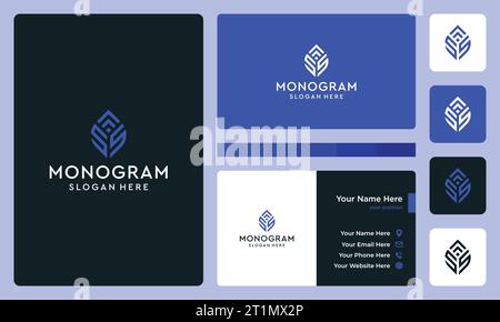 Initial letter monogram logo design template with growth graphic vector illustration. Symbol , icon, creative. Stock Vector