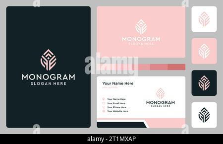 Initial letter monogram logo design template with growth graphic vector illustration. Symbol , icon, creative. Stock Vector