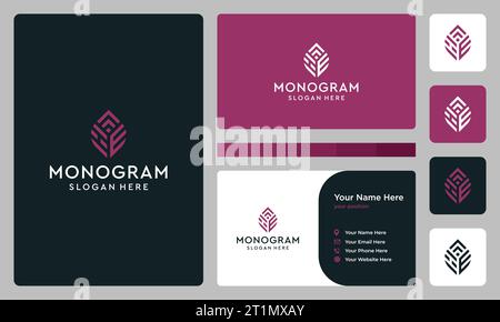 Initial letter monogram logo design template with growth graphic vector illustration. Symbol , icon, creative. Stock Vector
