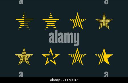 Collection of abstract star shape with geometric line style graphic vector illustration. Symbol , icon, creative. Stock Vector