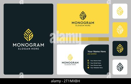 Initial letter monogram logo design template with growth graphic vector illustration. Symbol , icon, creative. Stock Vector
