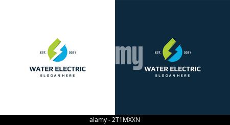 Water oil logo design template with lightning bolt design graphic vector illustration. Symbol, icon, creative. Stock Vector