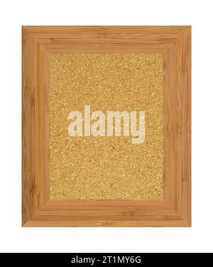 Rectangular empty bamboo frame and cork board, isolated on white background Stock Photo