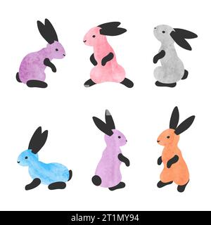 Easter bunny. Vector set of cute colorful rabbits Stock Vector