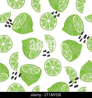 Seamless lime pattern. Vector citrus fruit background Stock Vector