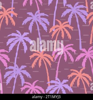 Seamless palm tree pattern. Vector colorful tropical background Stock Vector