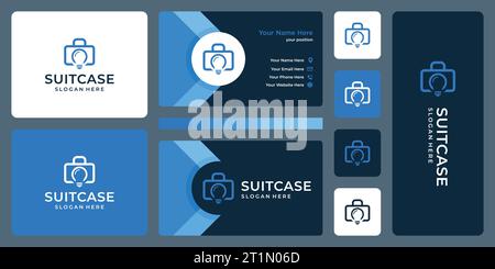 Suitcase logo design template with lamp idea design graphic vector illustration. Symbol, icon, creative. Stock Vector